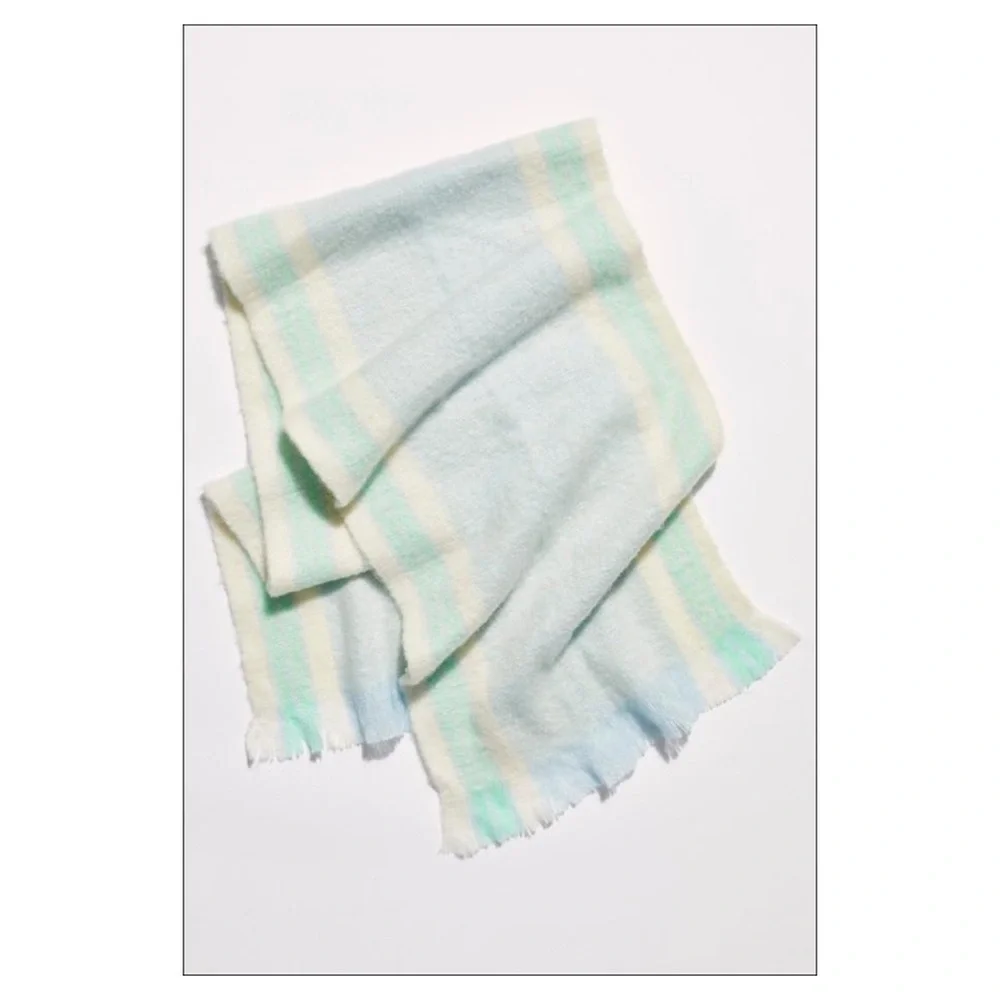 NWT Free People Sky Blue Brushed Stripe Blanket Scarf